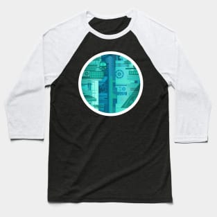 Futuristic Train Stop Baseball T-Shirt